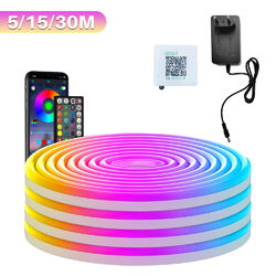 5/15/30M Neon LED Strip Streifen RGB Flex Schlauch diffus Lichtband Dimmbar APP！