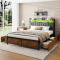 Polsterbett 160x200cm Doppelbett Schubladenbett Bettgestell Lattenrost USB/LED