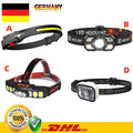 LED+COB Sensor Superhell Stirnlampe Kopflampe USB Wiederaufladbar Scheinwerfer