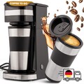 Kaffeemaschine + Kaffee To Go Becher 400ml | Edelstahlbecher | Aromadeckel |Auto