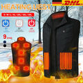 9 Zonen Unisex USB Beheizbare Heizjacke Heizweste Mantel Beheizte Warm Jacke