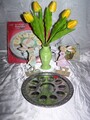 Eierteller BMF Edelstahl Tulpen Holzhasen Osterdeko Eiertablett