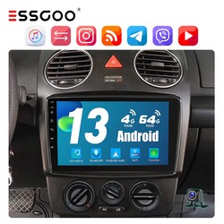 Android 13 Auto 4+64G CarPlay Autoradio GPS NAVI RDS Für VW Beetle 2001-2010 Cam