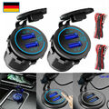 2X Steckdose QC3.0 USBLadegerät Buchse 12V 24V für Motorrad Wasserdicht Auto KFZ