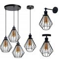 Deckenlampe Hängeleuchte Schwarz Metall Draht Vintage Pendelleuchte E27 Lampe