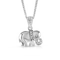 9ct Weiss Gold 0.07ct Diamant Elefant Anhänger Gemacht IN London 45.7cm Kette