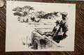 Originalzeichnung auf Safari in Afrika Wilhelm Eigener Nashorn um 1958 Feder ink