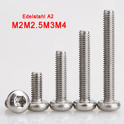 Linsenschrauben TORX DIN 7985 Edelstahl V2A A2 M2 M2,5 M3 M4 Linsenkopfschrauben