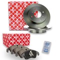 2x FEBI Bremsscheibe Ø239mm + Beläge vorne passend für VW POLO II 86C 1.0 Cat