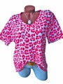 LEO Oversize Shirt Tunika V-Ausschnitt 38 40 42 weiß neon pink rot