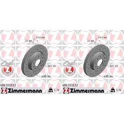 2x ZIMMERMANN SPORT BREMSSCHEIBEN 280mm GELOCHT VORNE passend für AUDI A3 SEAT A