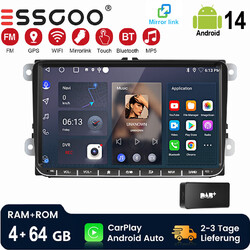 Android 14 Autoradio DAB Navi für 2DIN VW Golf 5 6 Passat Touran Polo Tiguan SWC