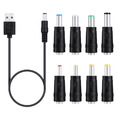 8 in 1 Universal Stromkabel USB zu DC 5,5 * 2,1mm Klinke 5V Ladekabel 1M