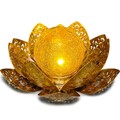 Solarleuchte Lotusblüte Gartenleuchte LED Außenlampe Gartendeko Lotusblume gold