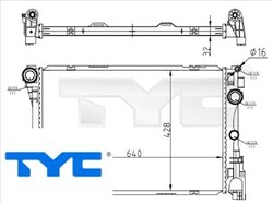 TYC 721-0015 Kühler für Motorkühlung Motorkühler Autokühler Kühler 