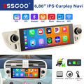 2+64GB Android 14 Autoradio Für Fiat 500 2007-2015 Carplay GPS Navi RDS WiFi SWC