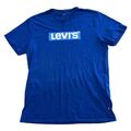 Levis T-Shirt großes Logo kurzärmlig Y2K buchstabiert blau Herren Medium