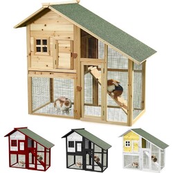 Hasenkäfig Hasenstall Kleintierstall Freilauf Holz Freigehege Kaninchenstall XXL✅ 145Hx100Bx65T cm ✅ Tannenholz ✅ offener Boden