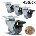 4 Stück Möbelrollen Lenkrollen Transportrollen Apparaterollen Rolle Gummirolle