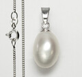 925 ECHT SILBER RHODINIERT ***  Perlen Anhänger + Kette Perlenkette Collier