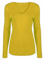 Damen-T-Shirt V-Ausschnitt Langarm schlicht schmale Passform Basic Top dehnbar 8,26.