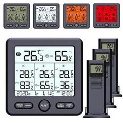 Wetterstation Digital Funk Thermometer Hygrometer mit 3 Innen Außen Sensor DHL