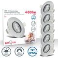 5x LED Bad Einbaustrahler Set Leuchten dimmbar IP65 Spots Decke schwenkbar 5W