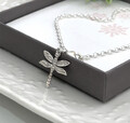 BEZAUBERTE FUSSKETTE MIT EINEM STERLINGSILBER DRACHENFLIEGE CHARM DAMEN 925