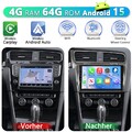 10'' 4+64GB Android 15 Autoradio Carplay RDS BT GPS Navi Für VW Golf VII MK7 Kam