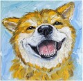 Ölbild 30x30x2 cm Lustiger Hund Shiba Inu Komische Tiere Abstrakt 