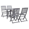 Akazie Massiv Gartenmöbel Set 5-tlg. Grau Sitzgruppe Gartengarnitur vidaXL