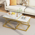 Modern 2er Set Satztisch Nesttisch Couchtisch Sofa Beistelltisch Marmoroptik 60+