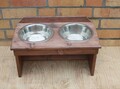 Futterstation,Hundebar Napfständer Holz 2er Mittelgroße Hunderassen Nuss 1400ml