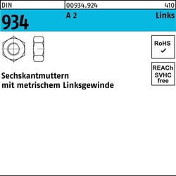 Reyher Sechskantmutter DIN 934 links M 12 -LH A 2 (- 70)