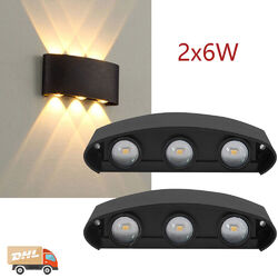 2x 6W LED Wandlampe Wandleuchte Flur Licht Up Down außen/Innen Strahler Leuchten