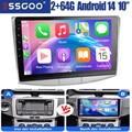 2+64GB Android14 10" Autoradio GPS Navi Wifi BT FM Für VW Passat B7 B6 2010-2015