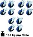 3 Set 125 mm Schwerlast BLUE WHEELS Bockrollen Transportrollen Lenkrollen SL ECO