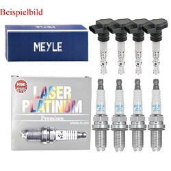4x MEYLE Zündspule +4x NGK Zündkerze Laser Platinum passend für VW Golf IV 1J1