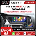 Für Audi A4/A5/B8/S4/S5 GPS Navi WIFI BT Carplay 8+64G 8.8" Android 14 Autoradio