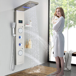 Edelstahl Duschpaneel LED Duschsäule set Regendusche Massage Duscharmatur system