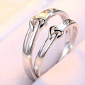 2 Partnerringe Herz Silber 925 Ring Trauringe Freundschaftsringe Verstellbar