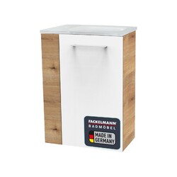Gäste WC Set SBC 2tlg 45cm Glasbecken Badschrank Weiß Badmöbel Fackelmann MILANO