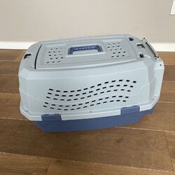 Hunde- oder Katzen-Transportbox blau/grau Hart-Kunststoff 50x37x30 cm