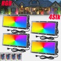 4Stk RGB LED Fluter 50W Außen Strahler Flutlicht Scheinwerfer Garten Lampe IP66