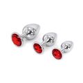Super Stylischer und Hochwertiger Aluminium Butt Plug mit roten Stein im Sockel