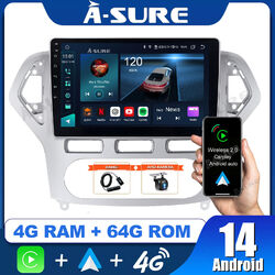 Android 14 10" 4+64G Autoradio CarPlay GPS SWC DAB Für Ford Mondeo MK4 2007-2010