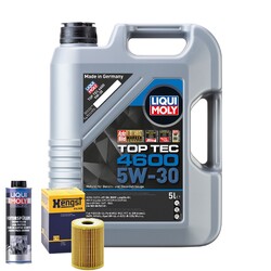 Motoröl 5W30 LIQUI MOLY Top Tec 4600 5L+HENGST Ölfilter +Spülung