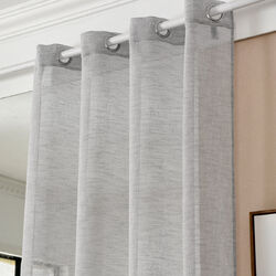 WOLTU Transparent Vorhang Leinen Optik Ösengardinen mit Kräuselband Wohnzimmer√Transparent√145/175/225/245x140cm√1300+Verkaufsrekorde