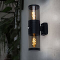 Fassadenlampe Wandleuchte Außenleuchte Up Down 2x E27 schwarz rauch Edelstahl