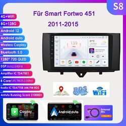 Für Smart Fortwo 451 2010-2015 8+128GB Android 14 Autoradio GPS Navi Carplay DSP
